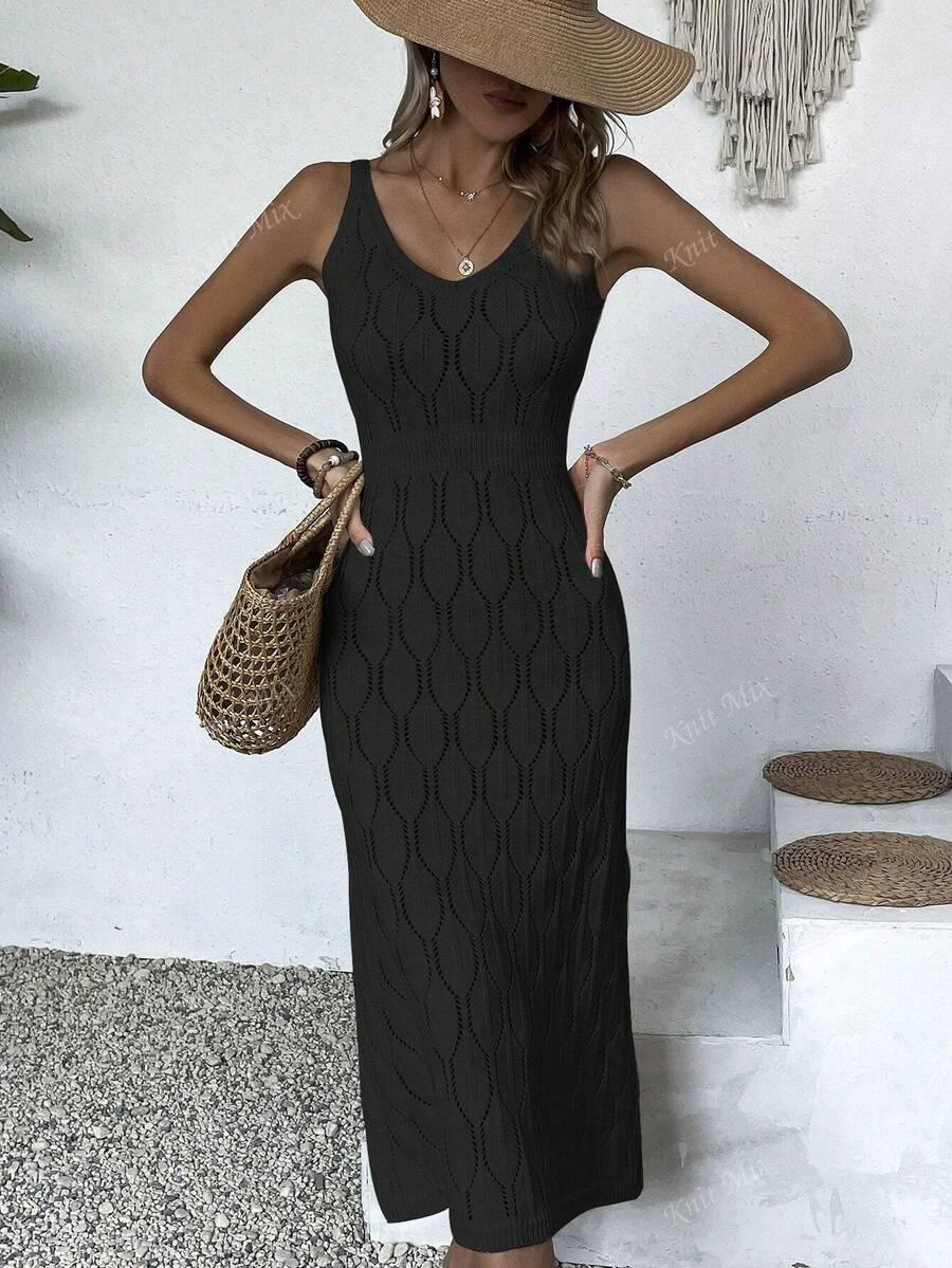  DZIANINOWA MIDI SUKIENKA V-NECK