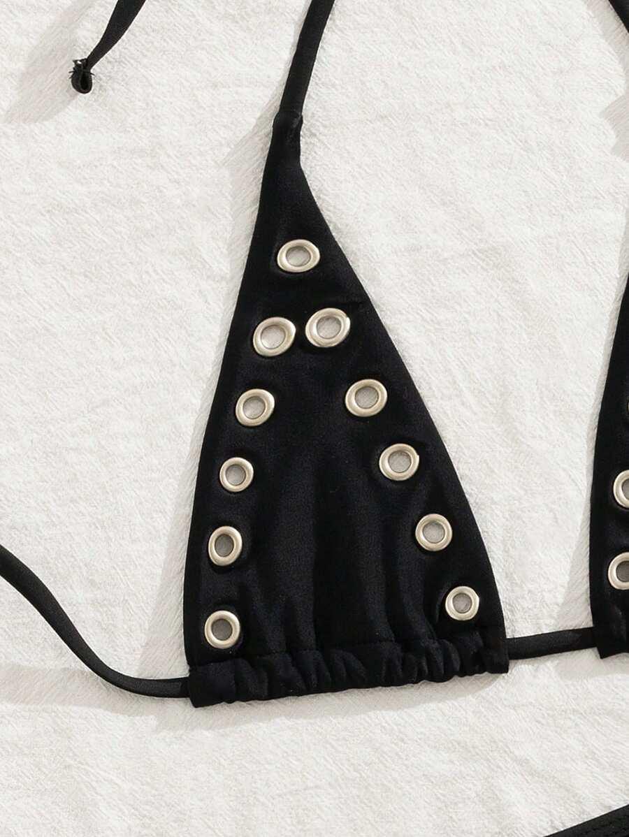 CZARNY KOMPLET BIKINI WIĄZANIE