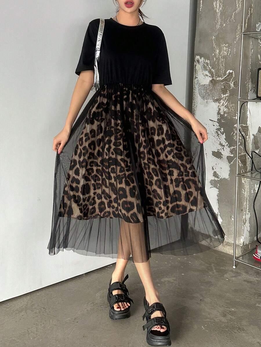 CZARNA SUKIENKA ANIMAL PRINT