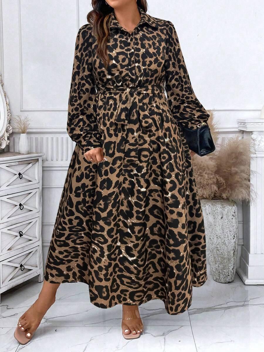 koszulowa maxi sukienka animal print