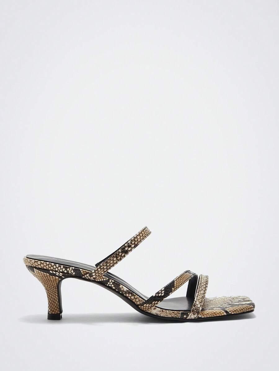 klapki obcas animal print