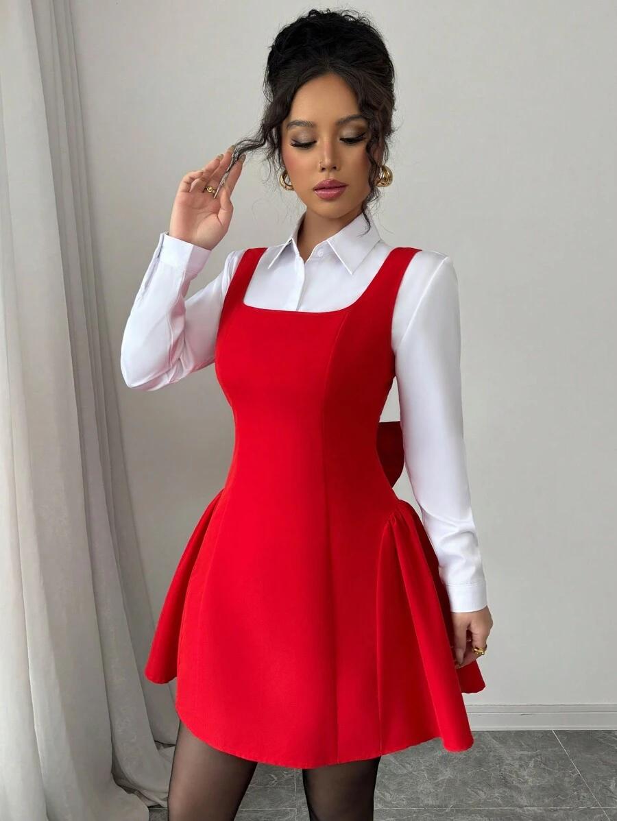 czerwona mini sukienka odkryte plecy