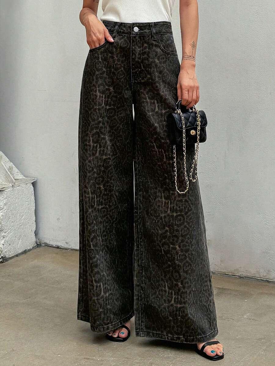 SZEROKIE SPODNIE leopard print