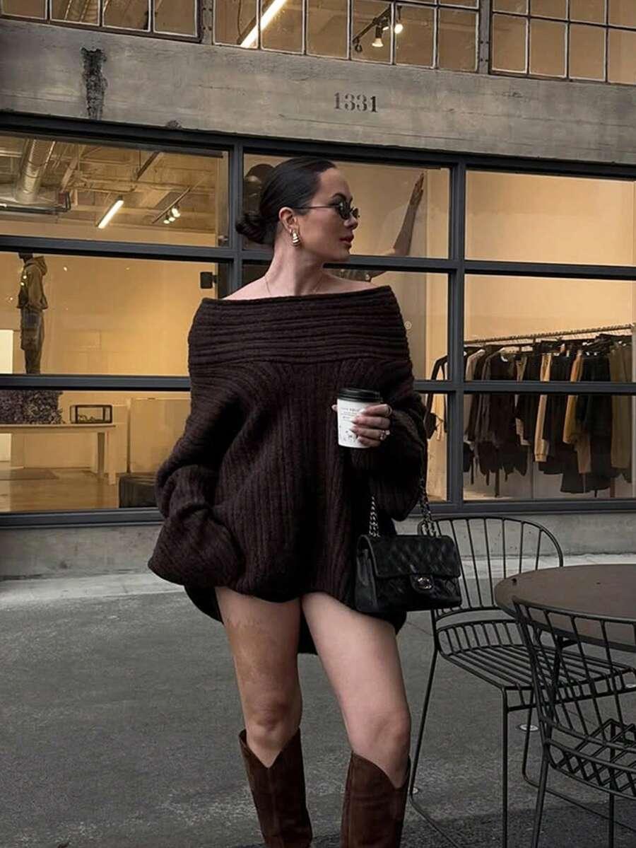 BRĄZOWY SWETER CASUAL