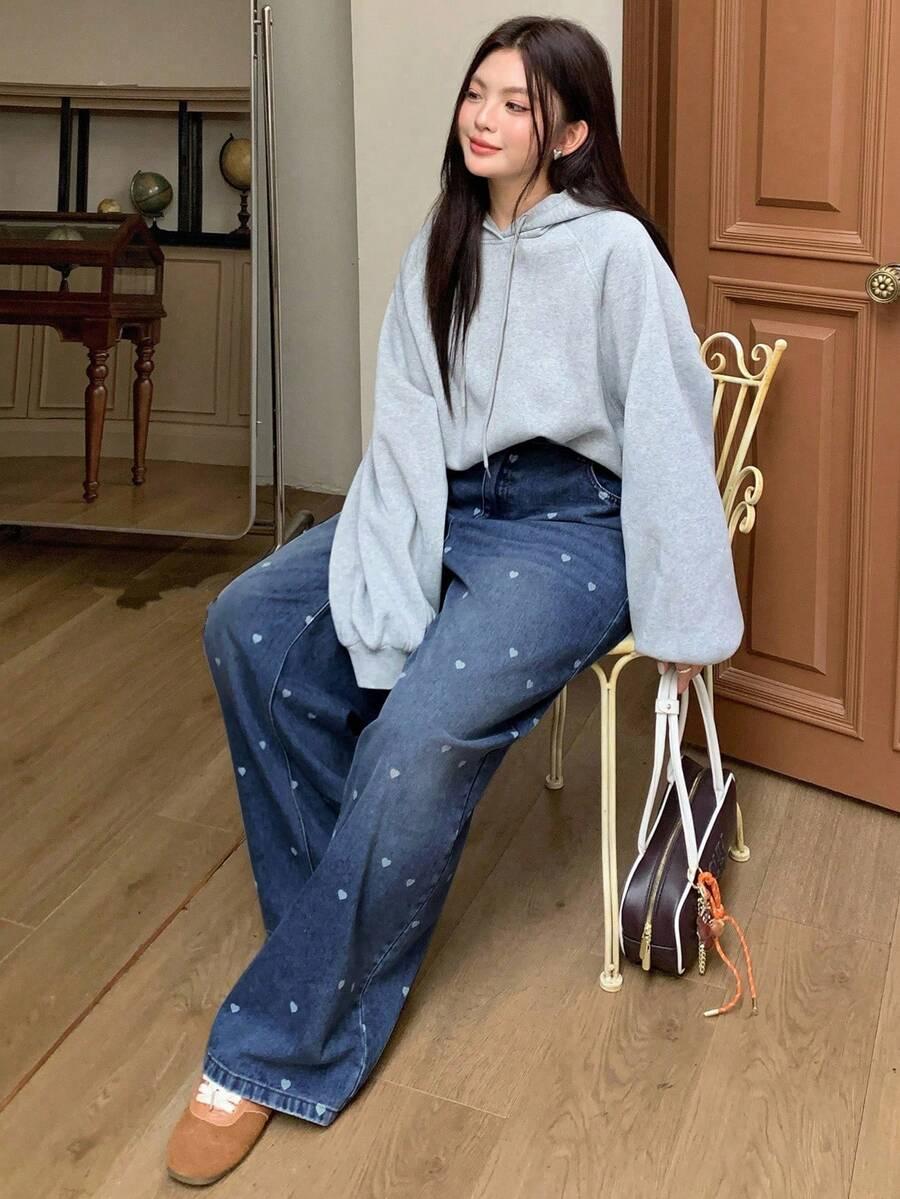 NIEBIESKIE SPODNIE JEANS PRINT