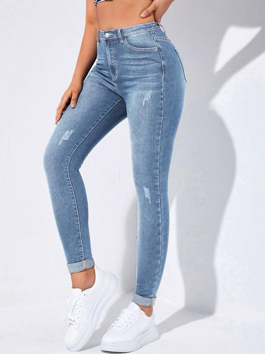 NIEBIESKIE SPODNIE JEANS PRZETARCIA