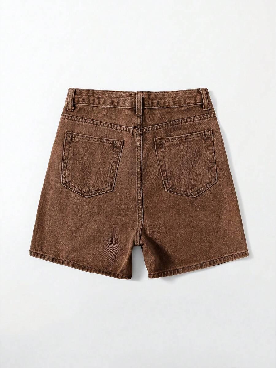 brązowe spodenki jeans
