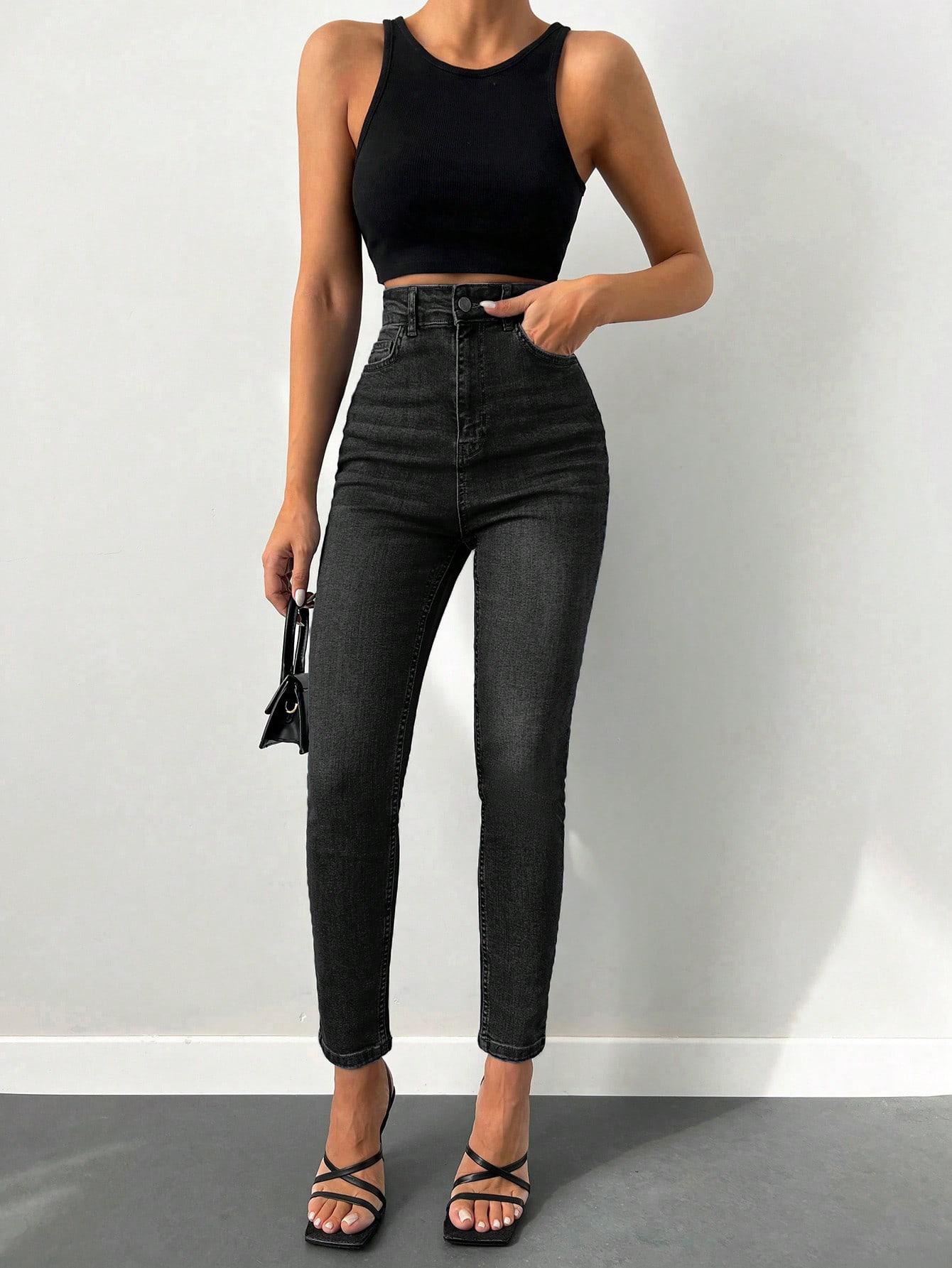 CZARNE SPODNIE JEANS RURKI