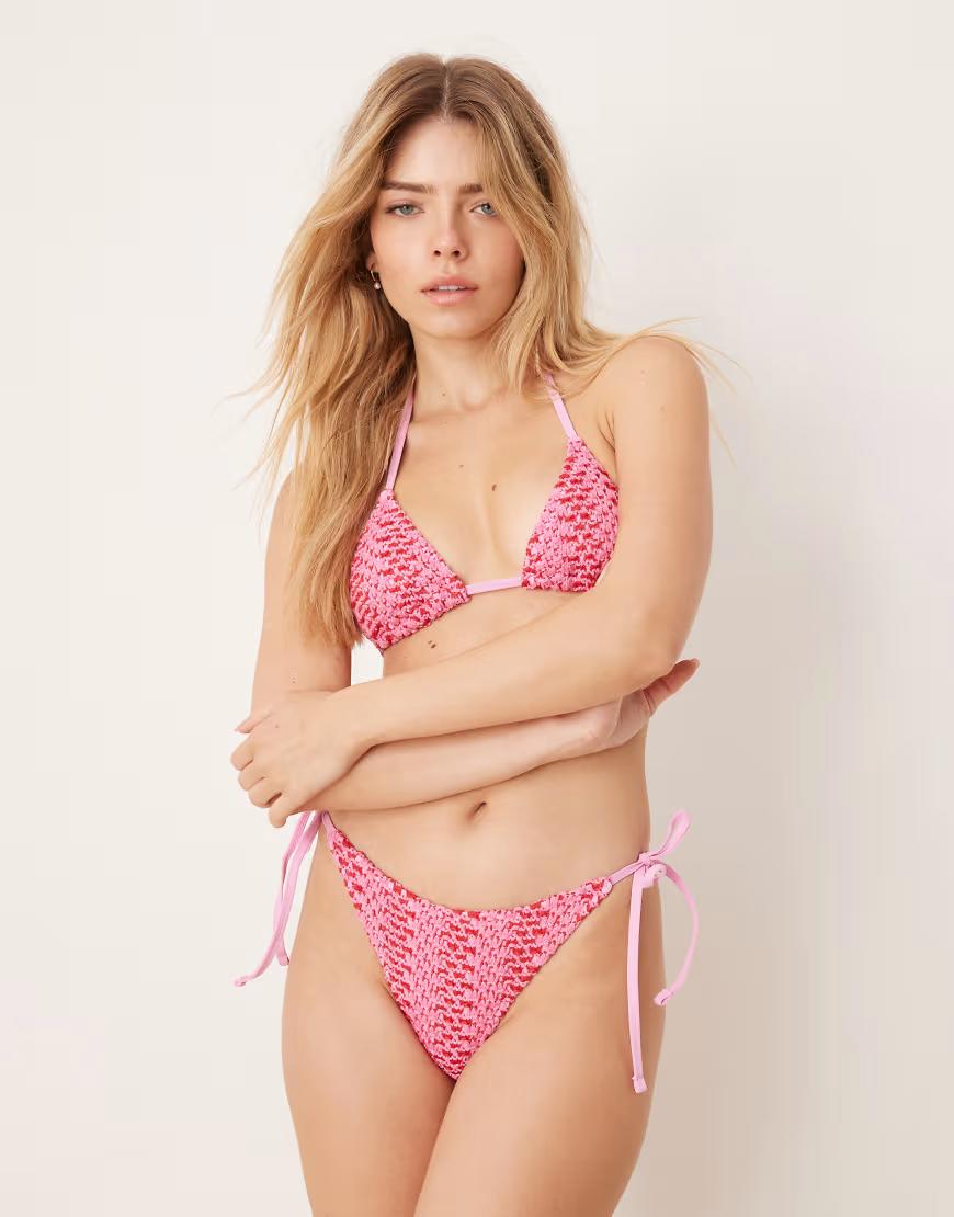 różowy dół od bikini wiązanie 