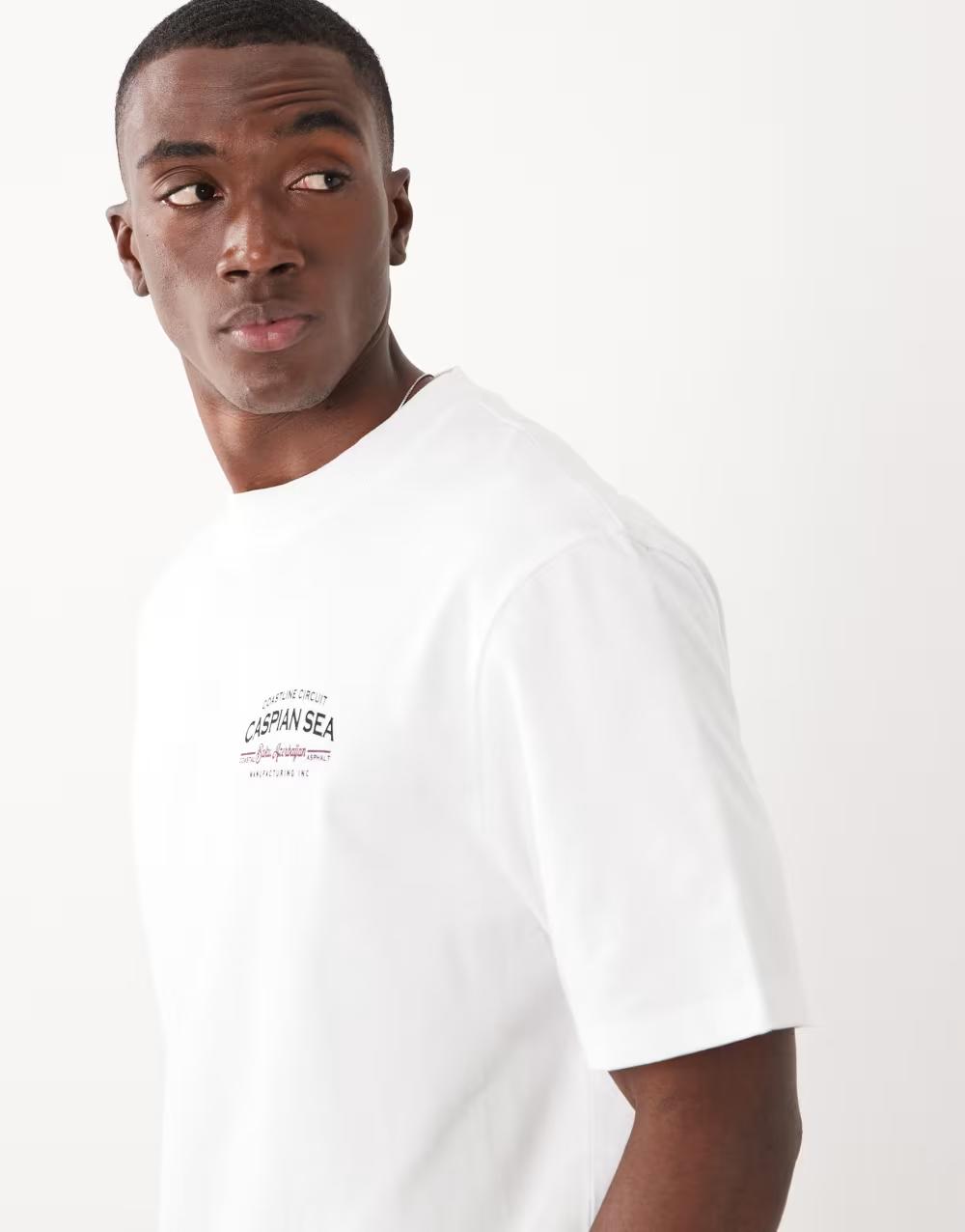 biały bawełniany t-shirt print