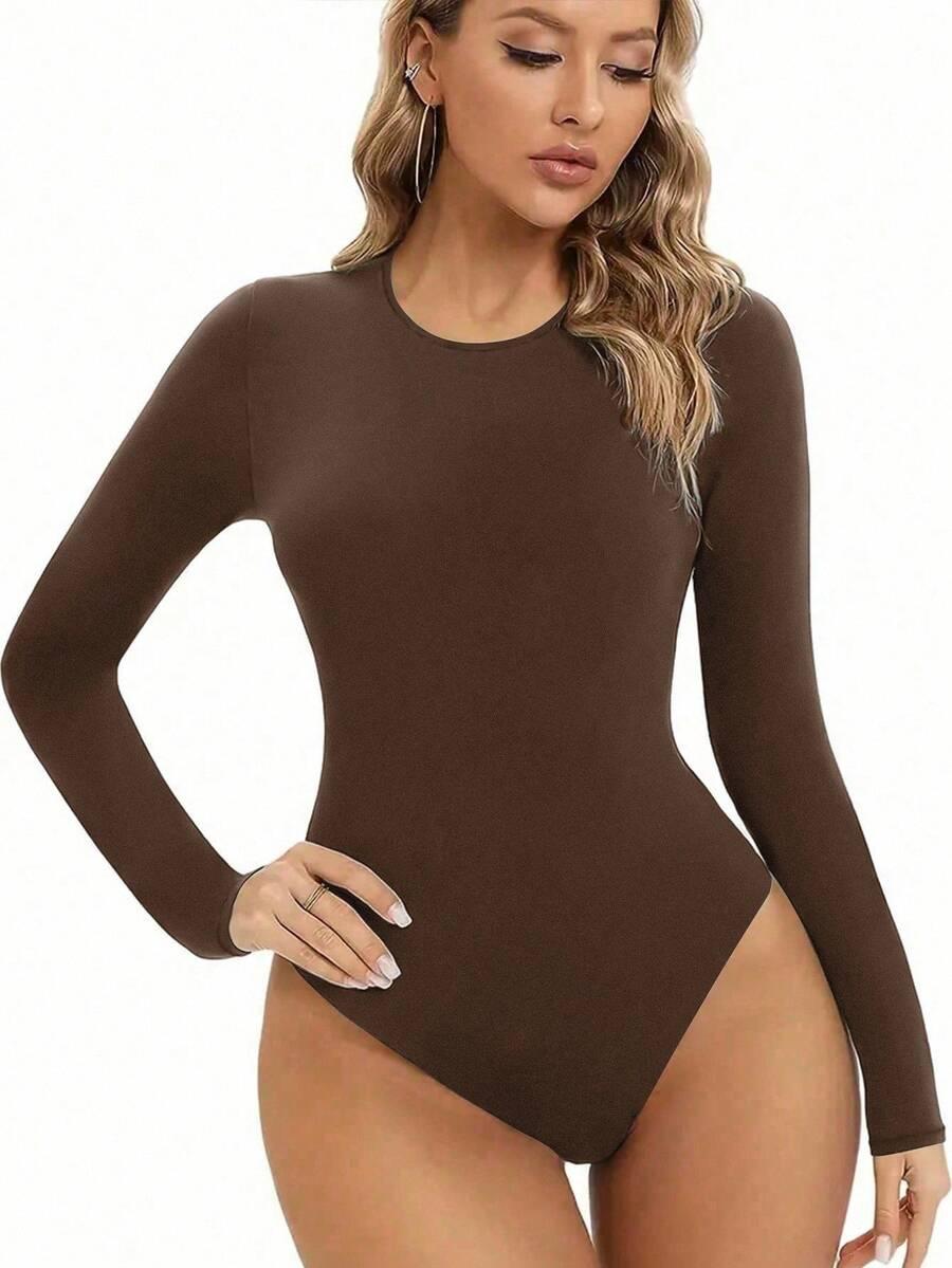 BRĄZOWE BODY Z DŁUGIM RĘKAWAM 