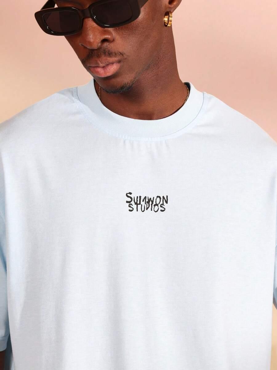 niebieski t-shirt print