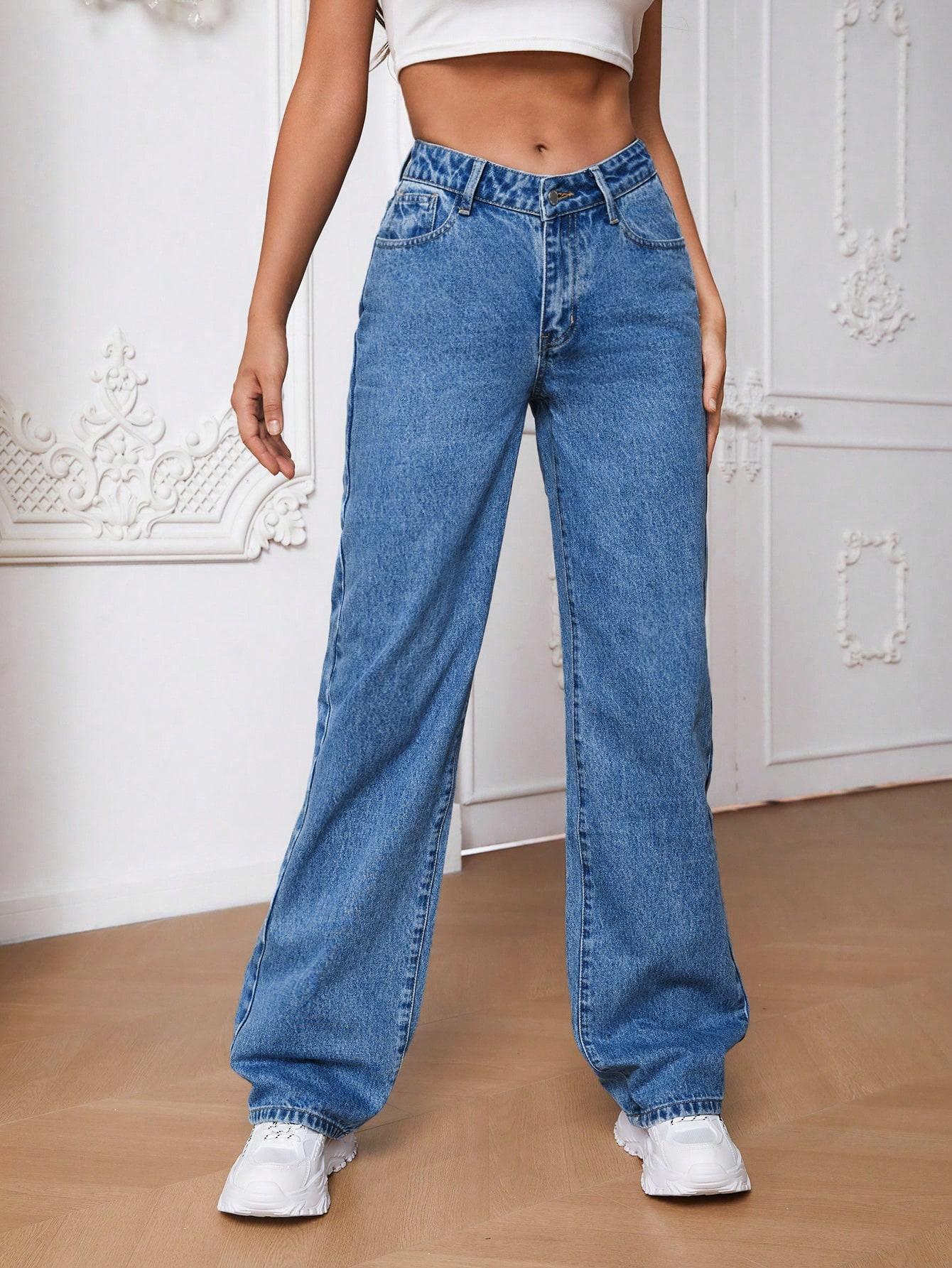 NIEBIESKIE PROSTE SPODNIE JEANS 