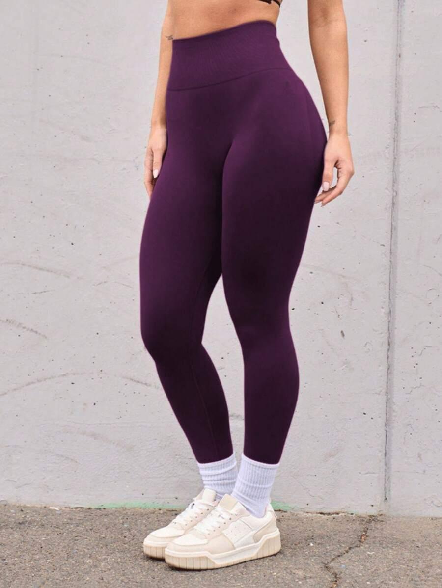 FIOLETOWE LEGGINSY WYSOKI STAN