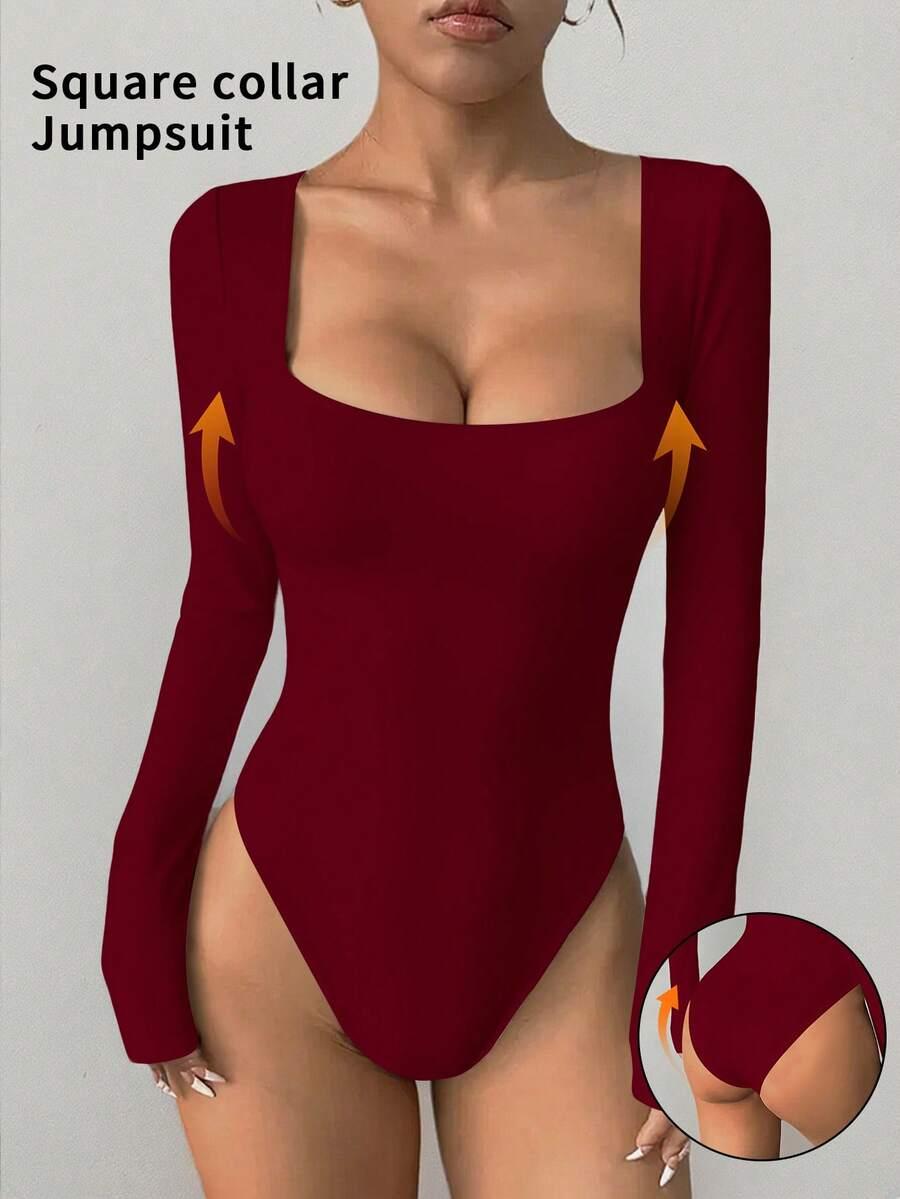 bordowe BODY DŁUGI RĘKAW