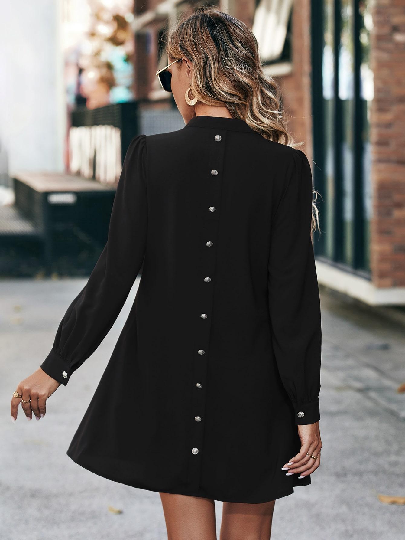 CZARNA SUKIENKA MINI V-NECK