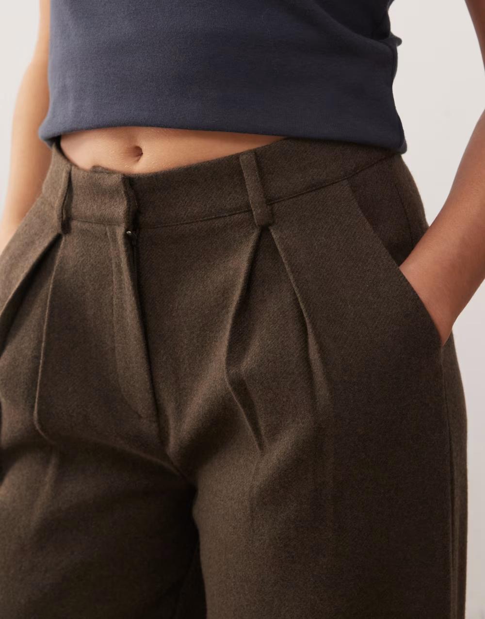 brązowe spodnie baggy kieszenie zamek
