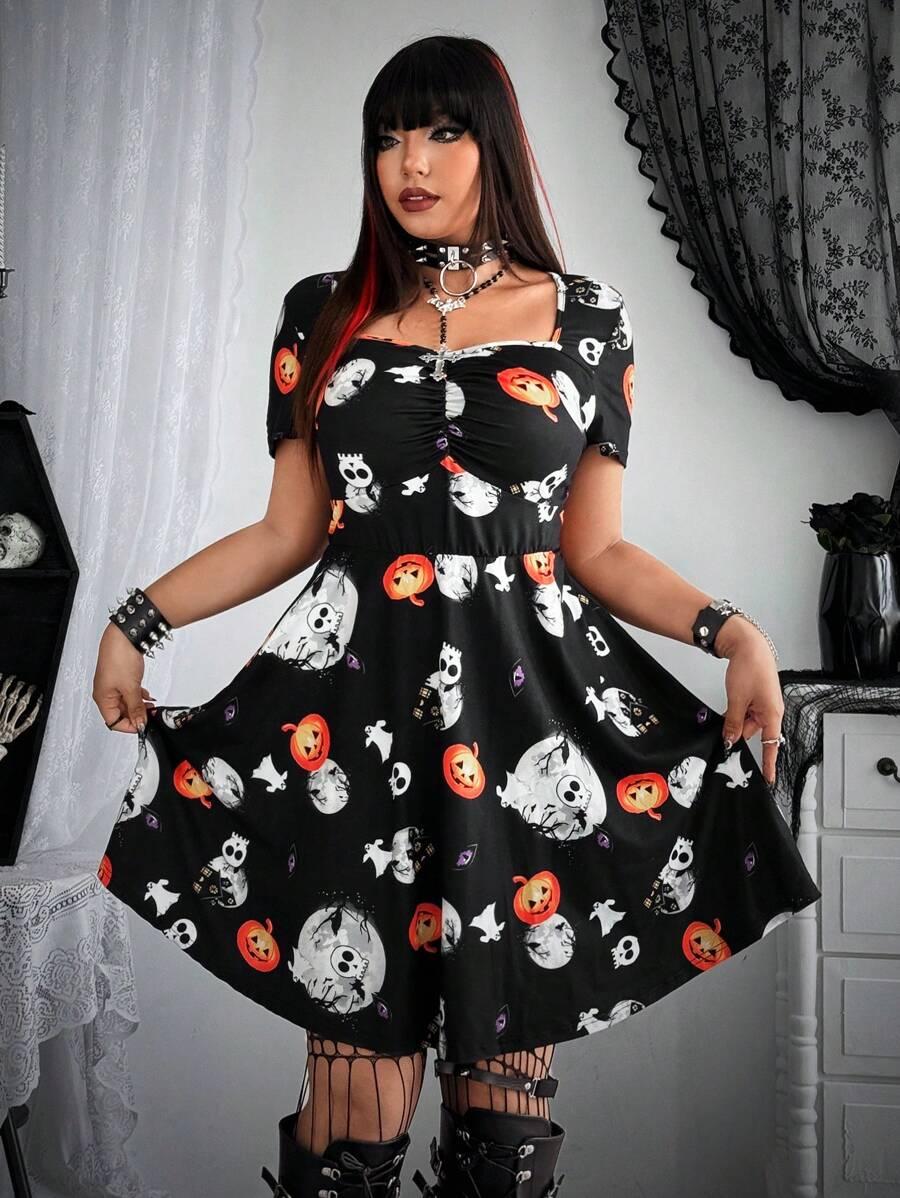 SUKIENKA ROZKLOSZOWANA Z MOTYWEM HALLOWEEN