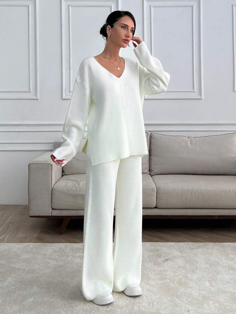 komplet sweter spodnie