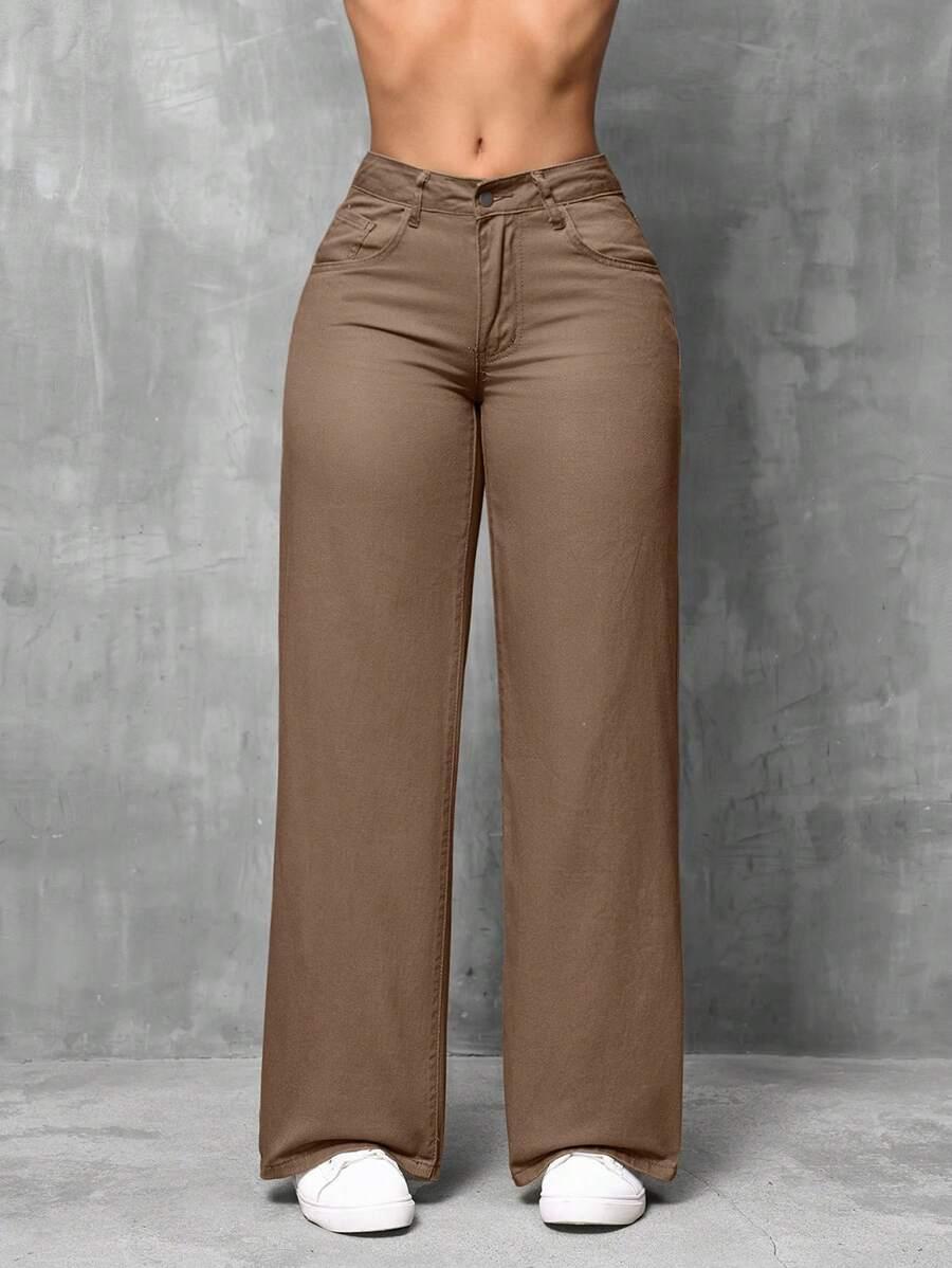 brązowe spodnie jeans