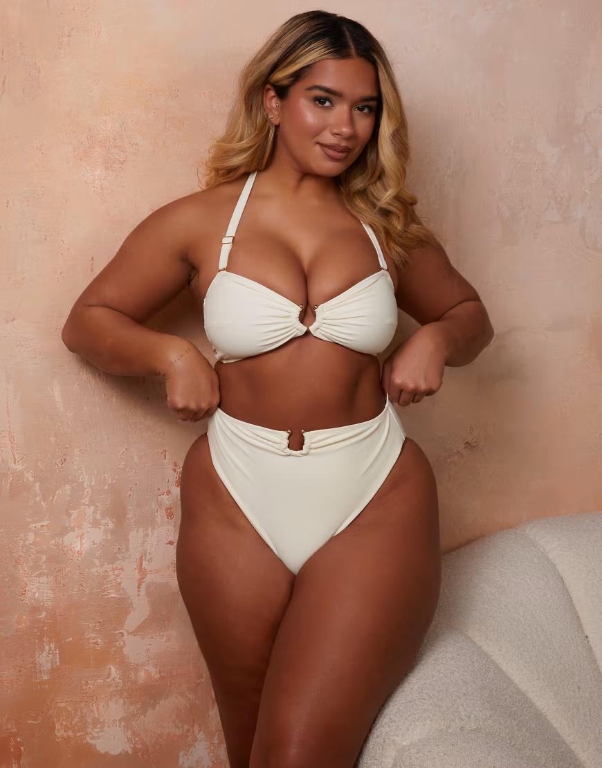 KREMOWY DÓŁ OD BIKINI WYSOKI STAN