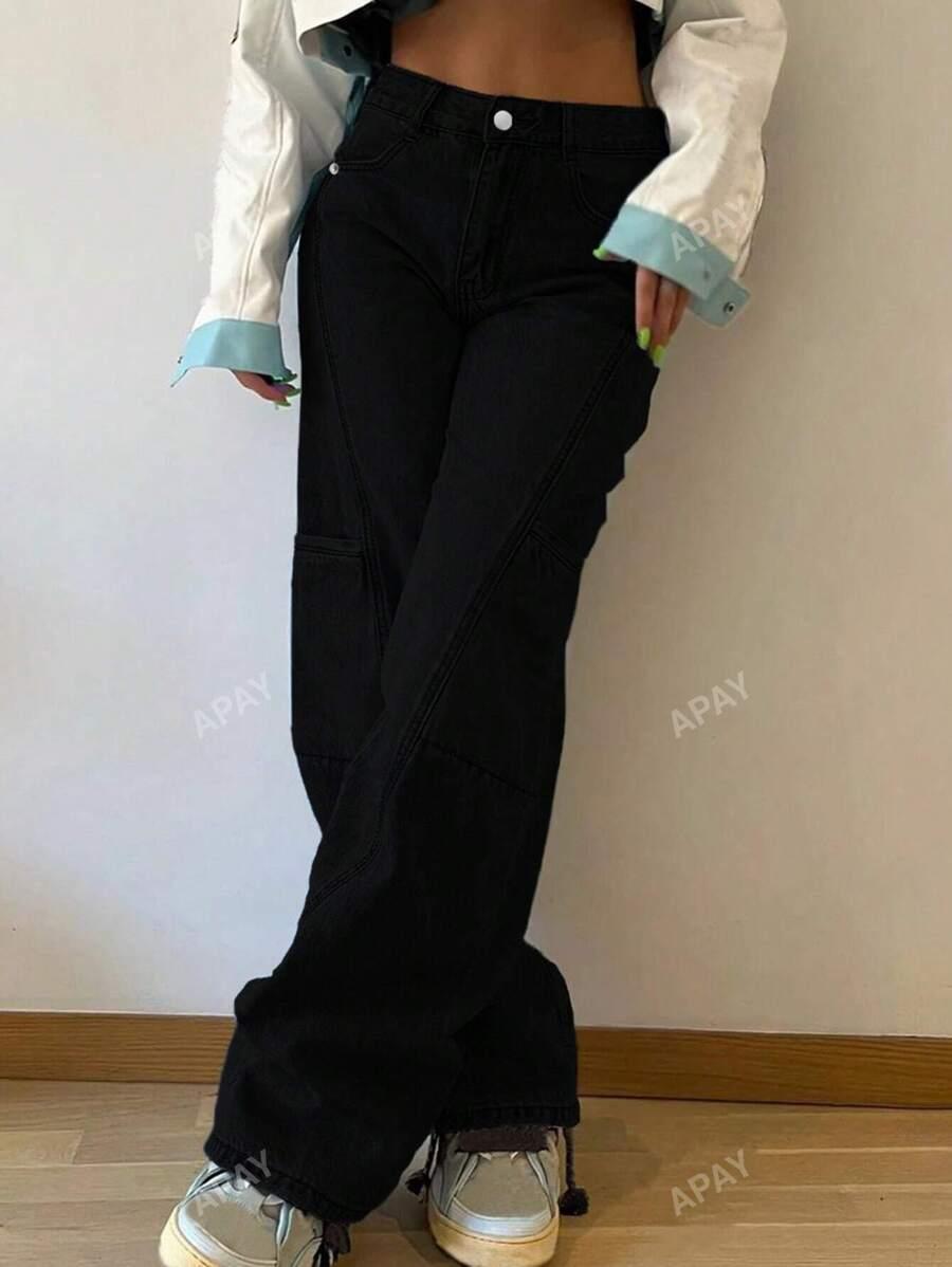 CZARNE SPODNIE JEANS BOYFRIEND