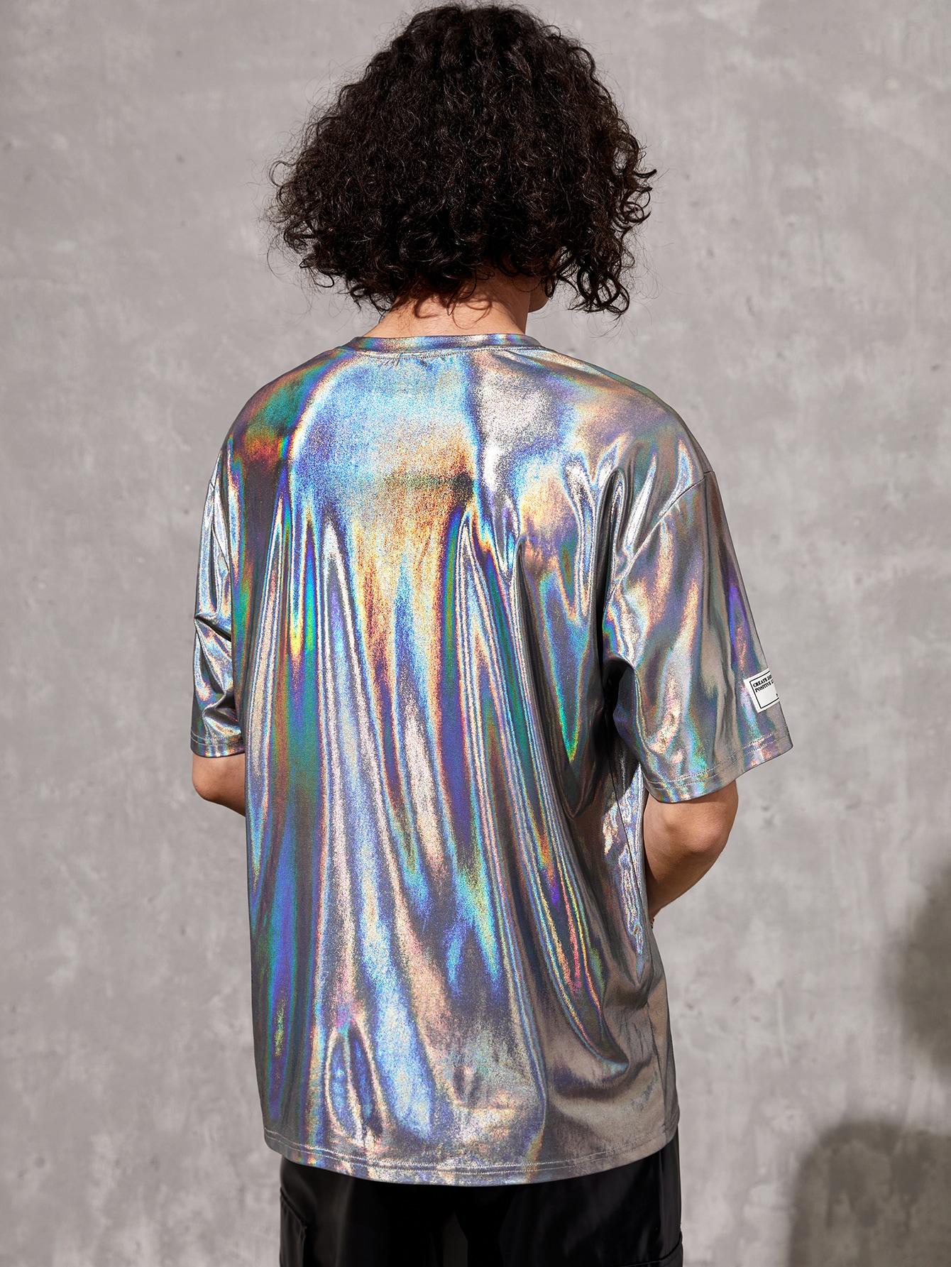 HOLOGRAFICZNY T-SHIRT OKRĄGŁY DEKOLT