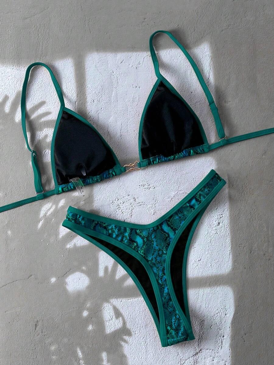 niebieska góra od bikini print 