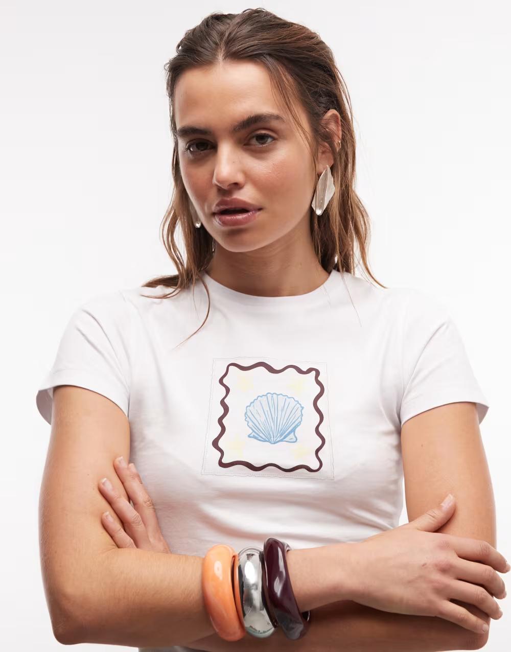 biały t-shirt print