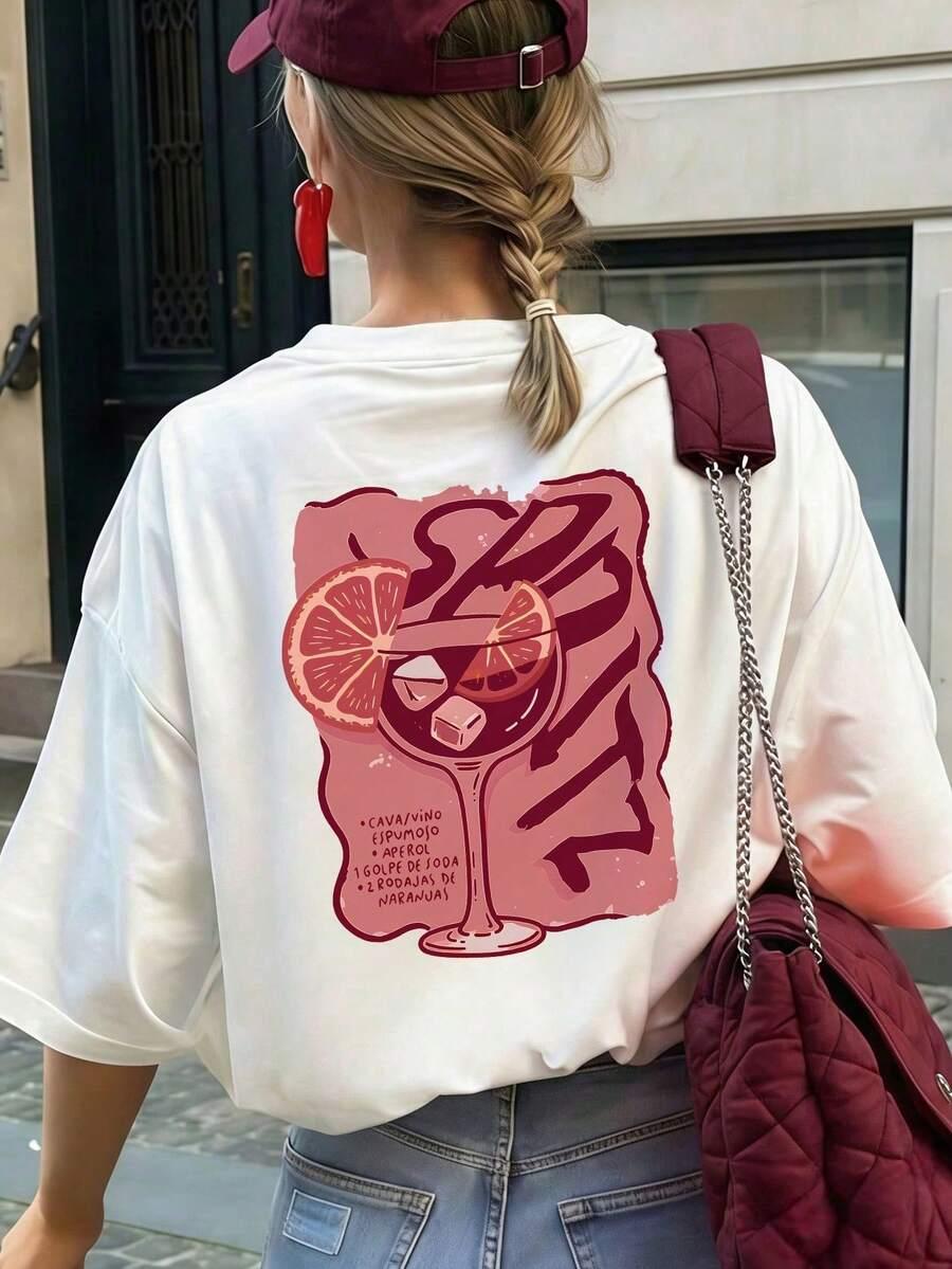 biały t-shirt nadruk