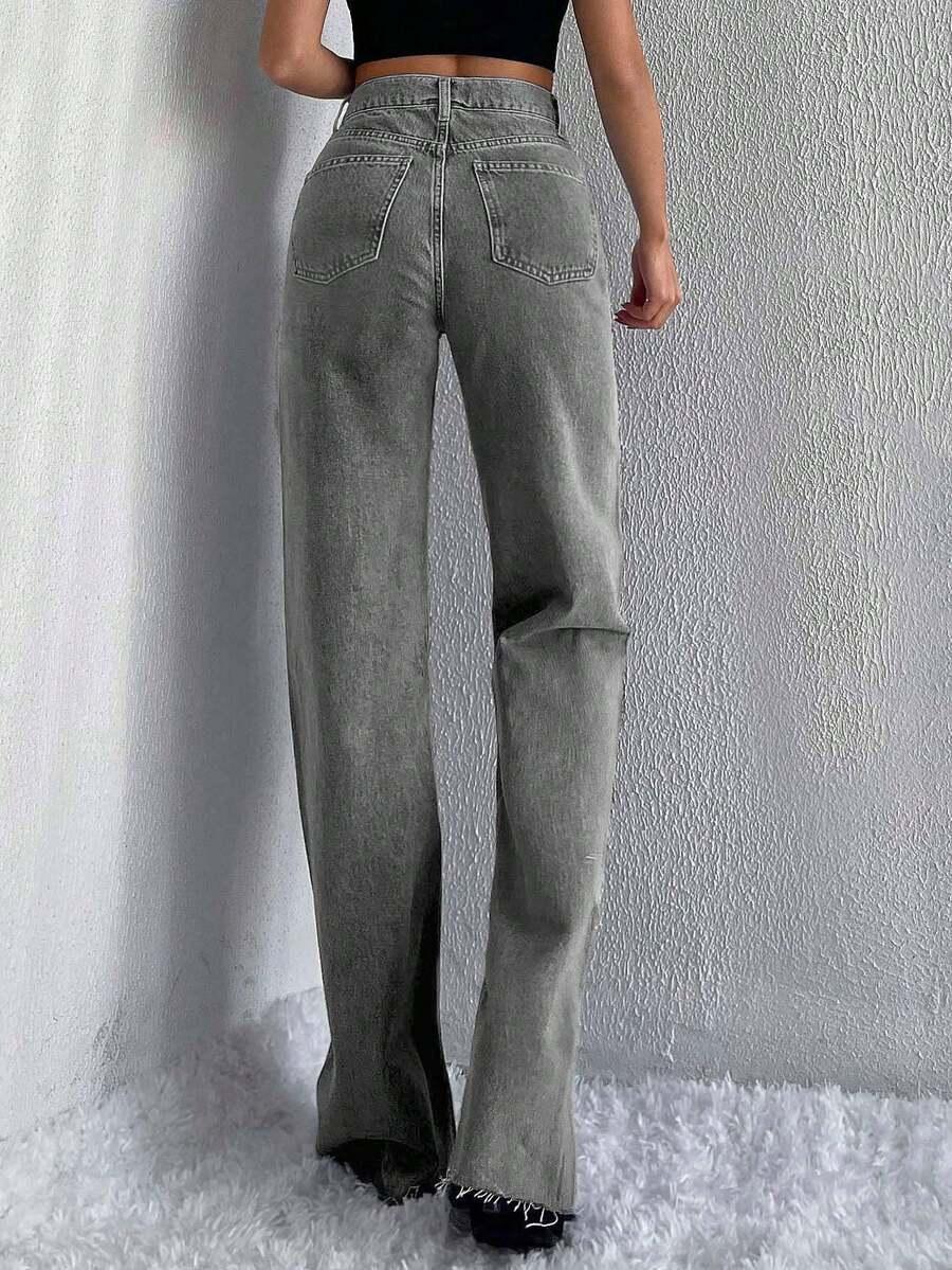 SPODNIE JEANS PROSTA NOGWAKA WYSOKI STAN 