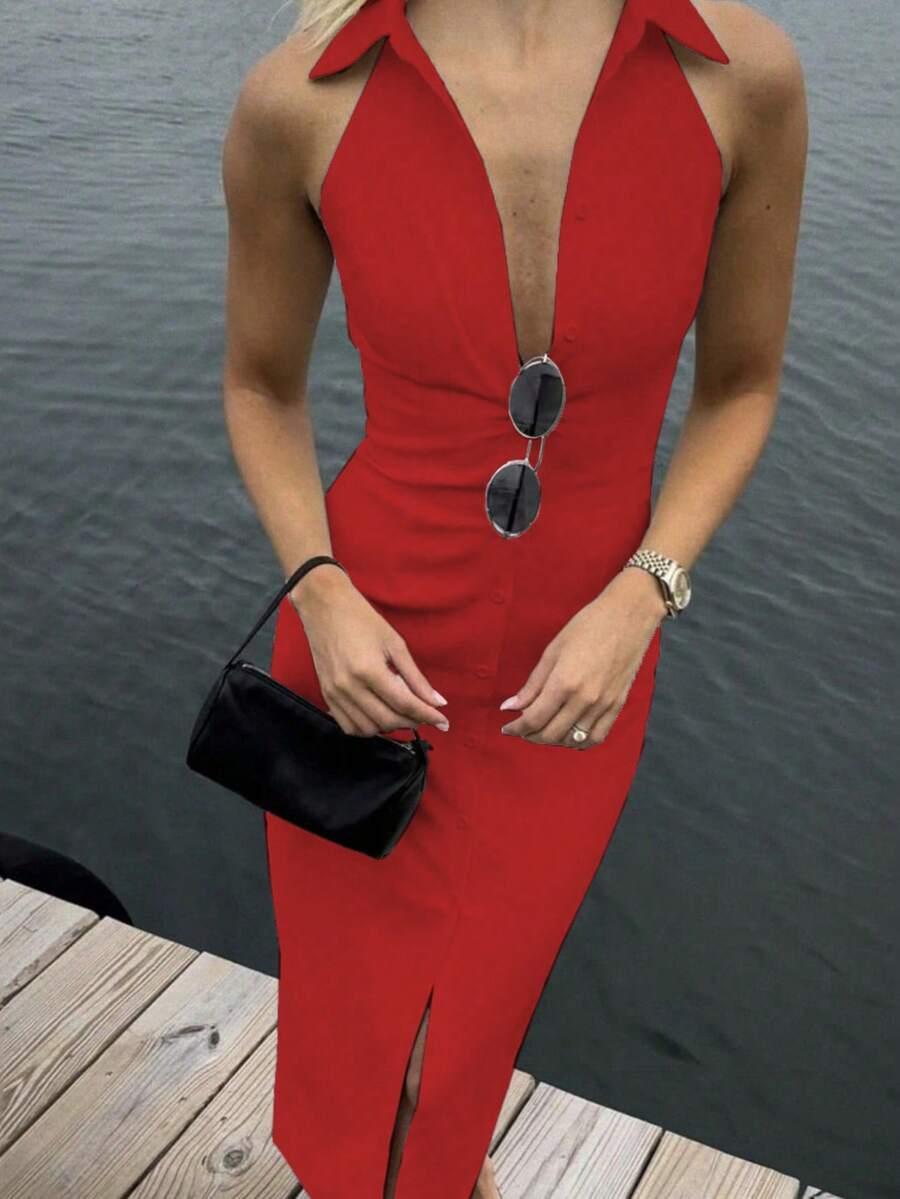 czerwona maxi sukienka