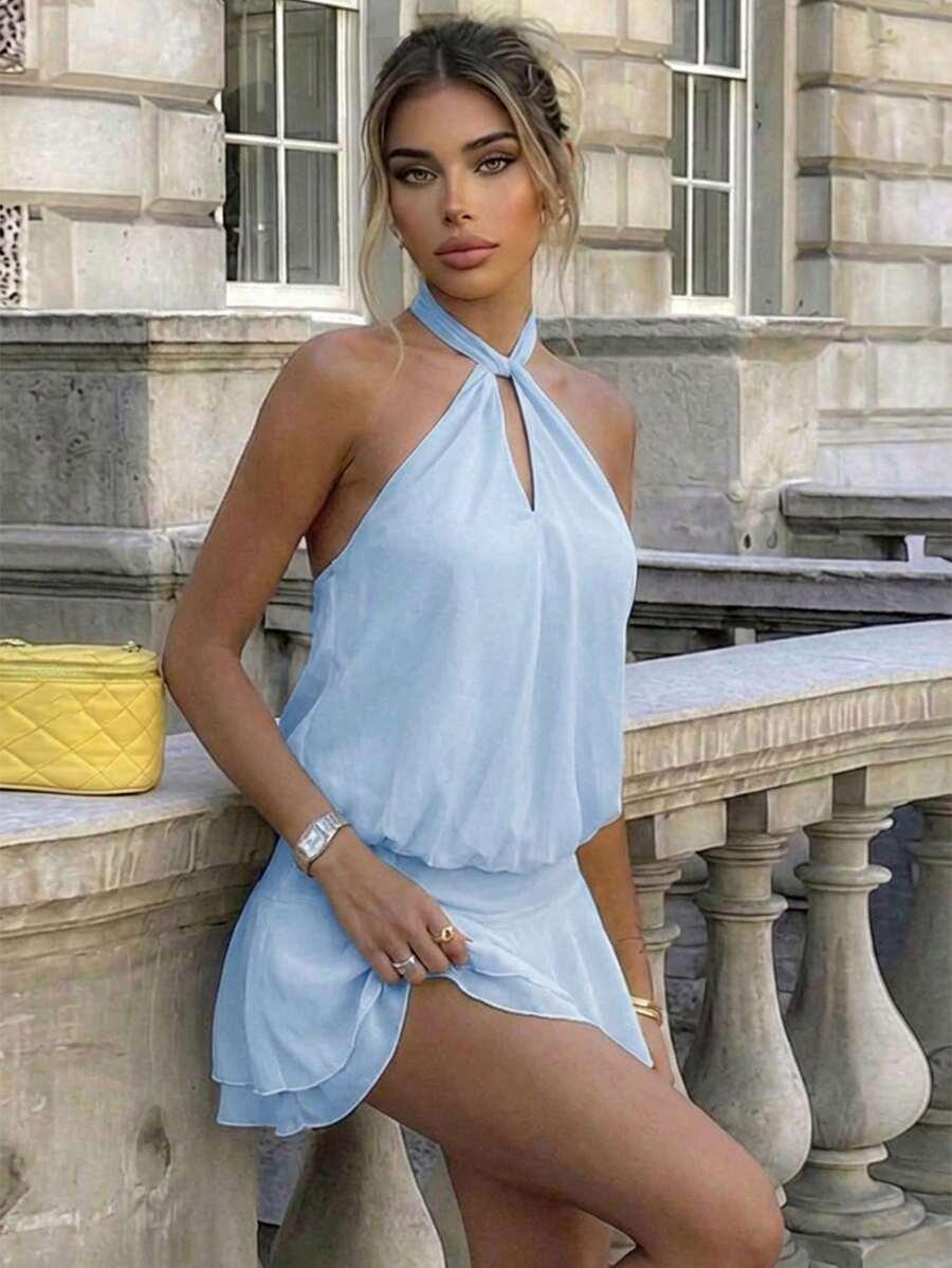 NIEBIESKA MINI SUKIENKA