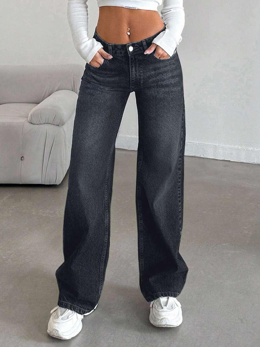CZARNE SPODNIE JEANS