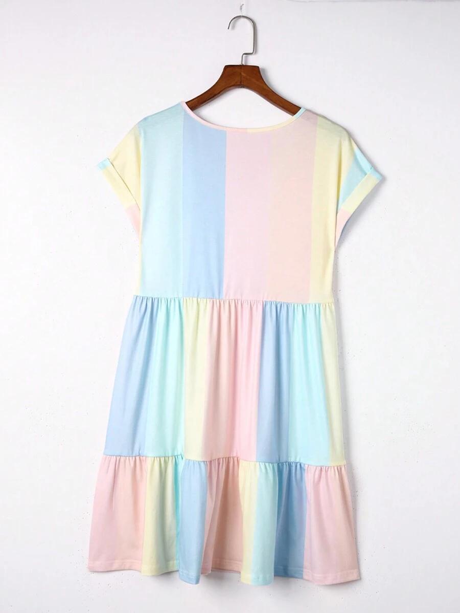 mini sukienka v neck paski 