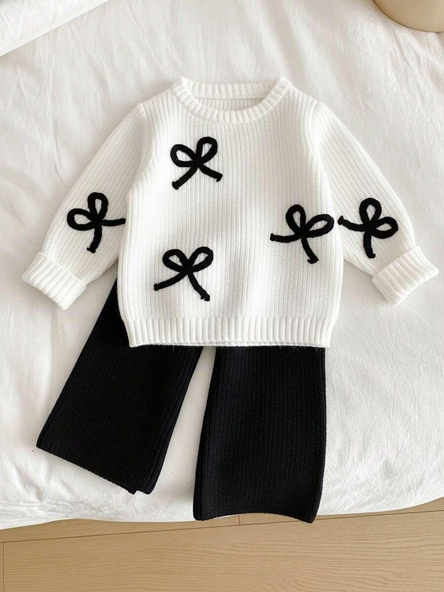 DZIANINOWY KOMPLET SWETER SPODNIE