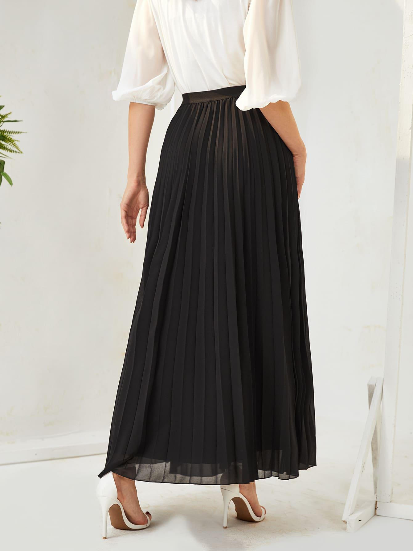 CZARNA PLISOWANA SPÓDNICA MAXI