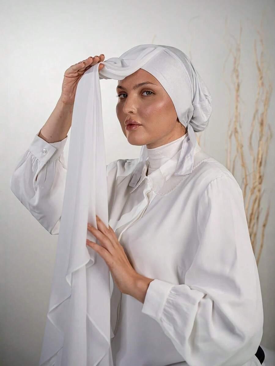 biała CHUSTA HIDŻAB