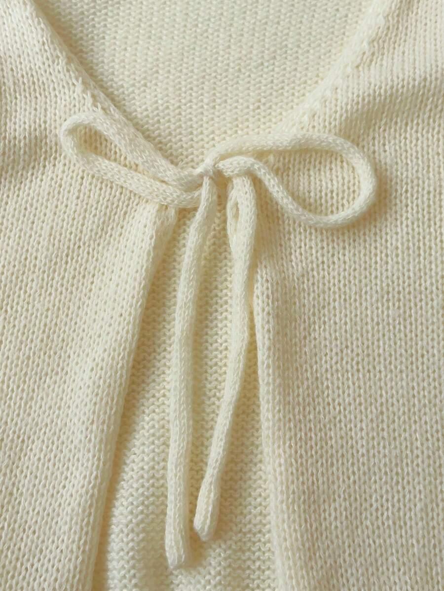 beżowy sweter wiązanie