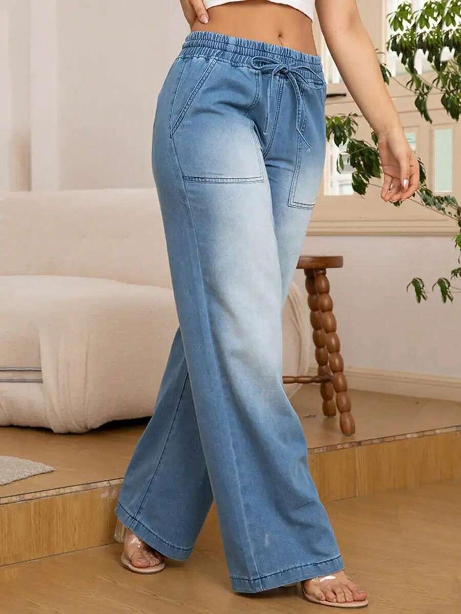 proste spodnie jeans wiązanie