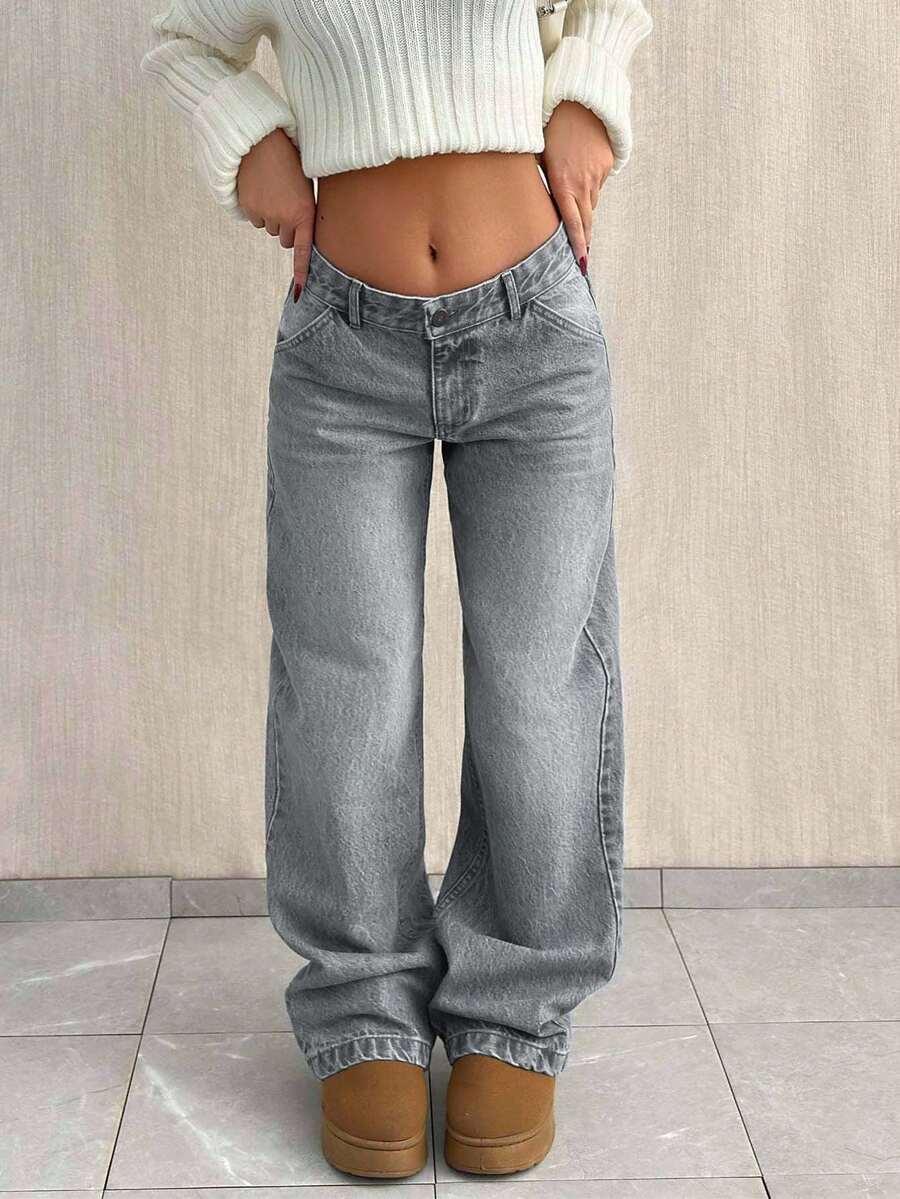 SZARE SPODNIE JEANS 