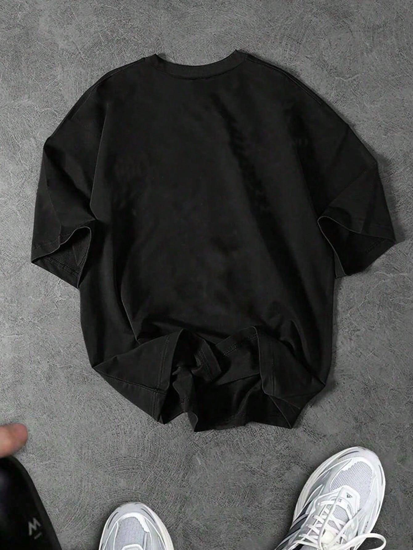 czarny t-shirt nadruk