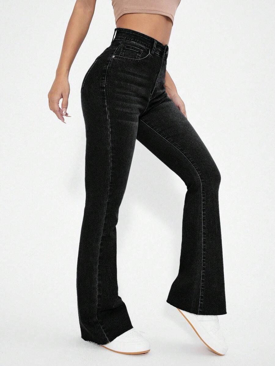CZARNE SPODNIE JEANS DZWONY
