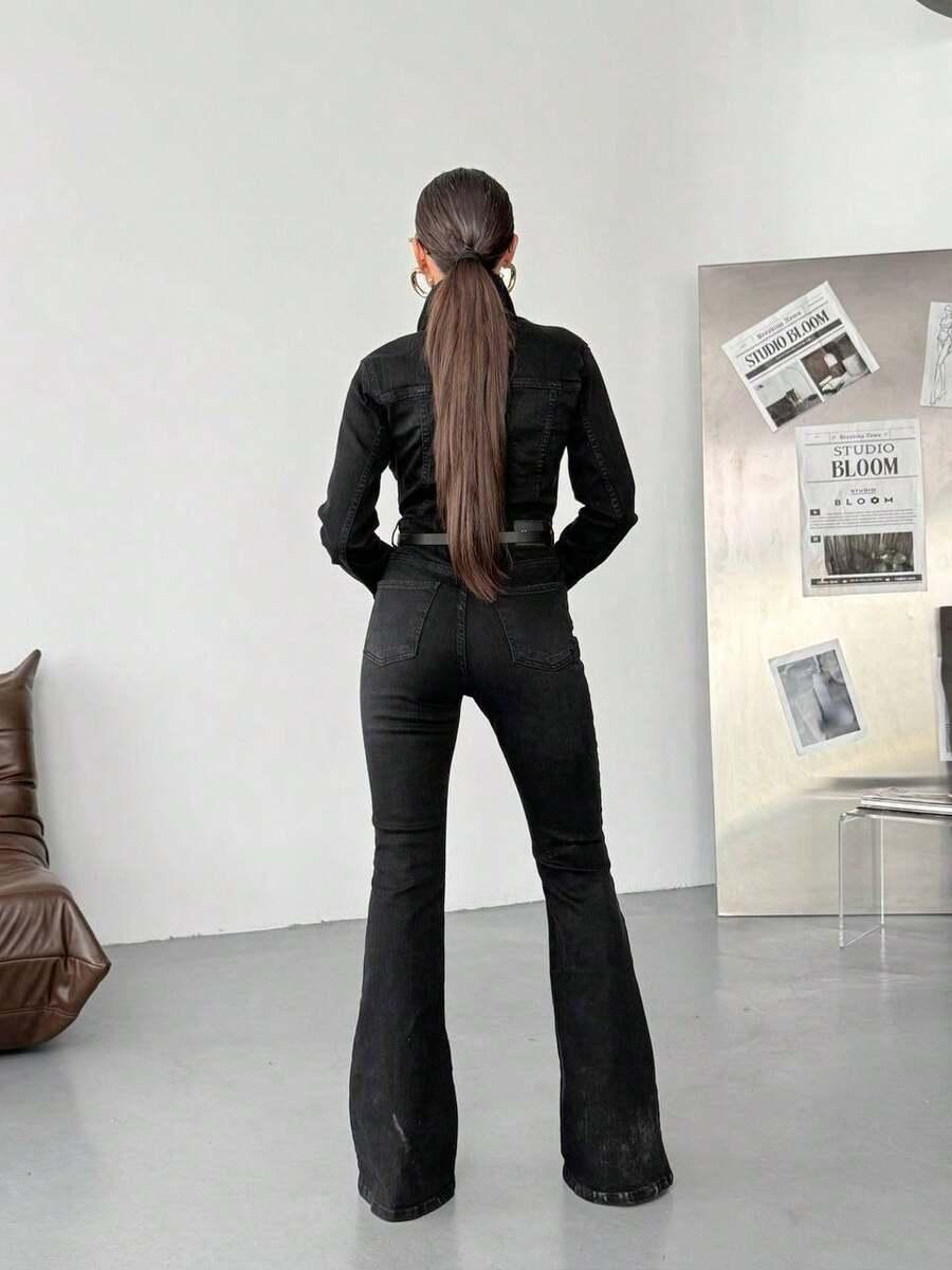 CZARNY KOMBINEZON JEANS