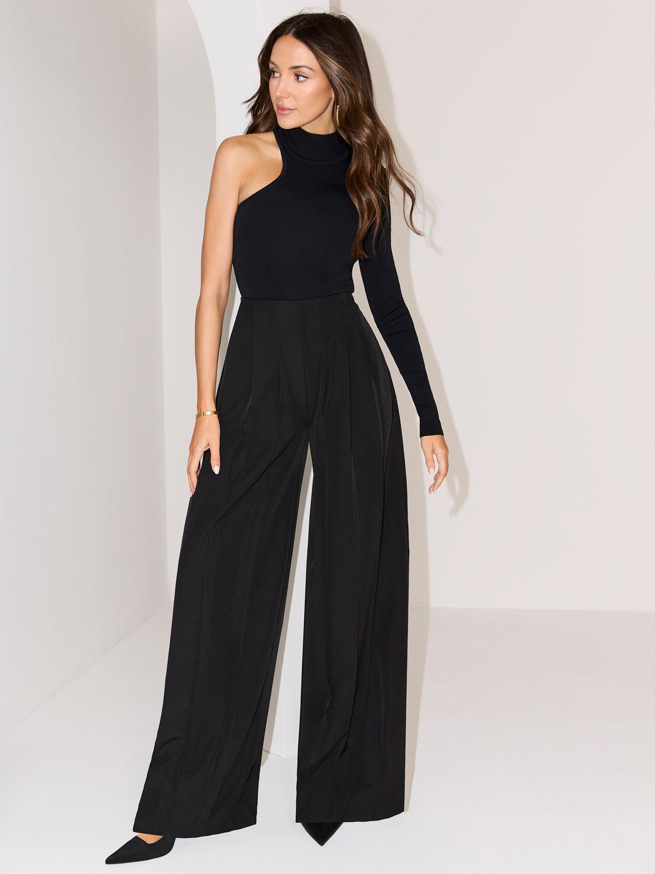 MICHELLE KEEGAN SPODNIE WIDE LEG Z ZAKŁADKAMI 