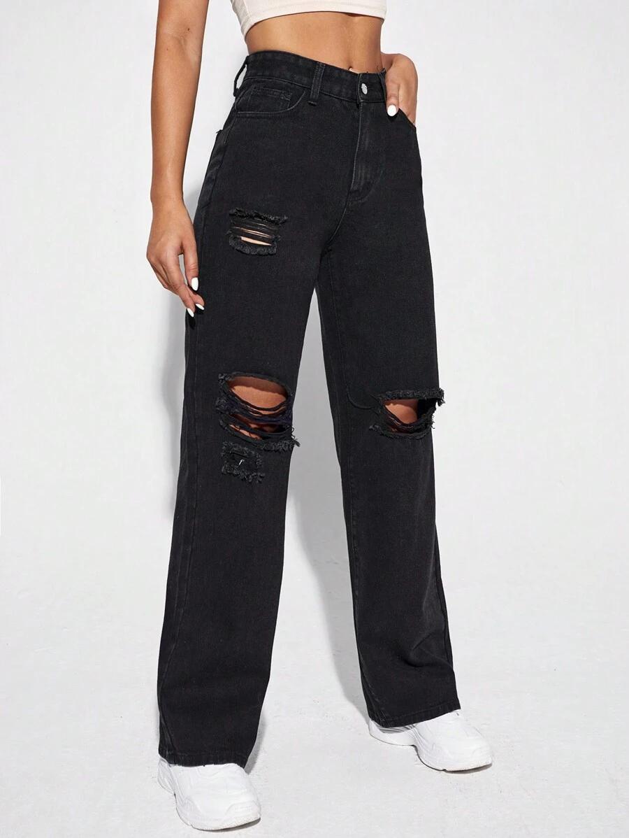 CZARNE SPODNIE JEANS