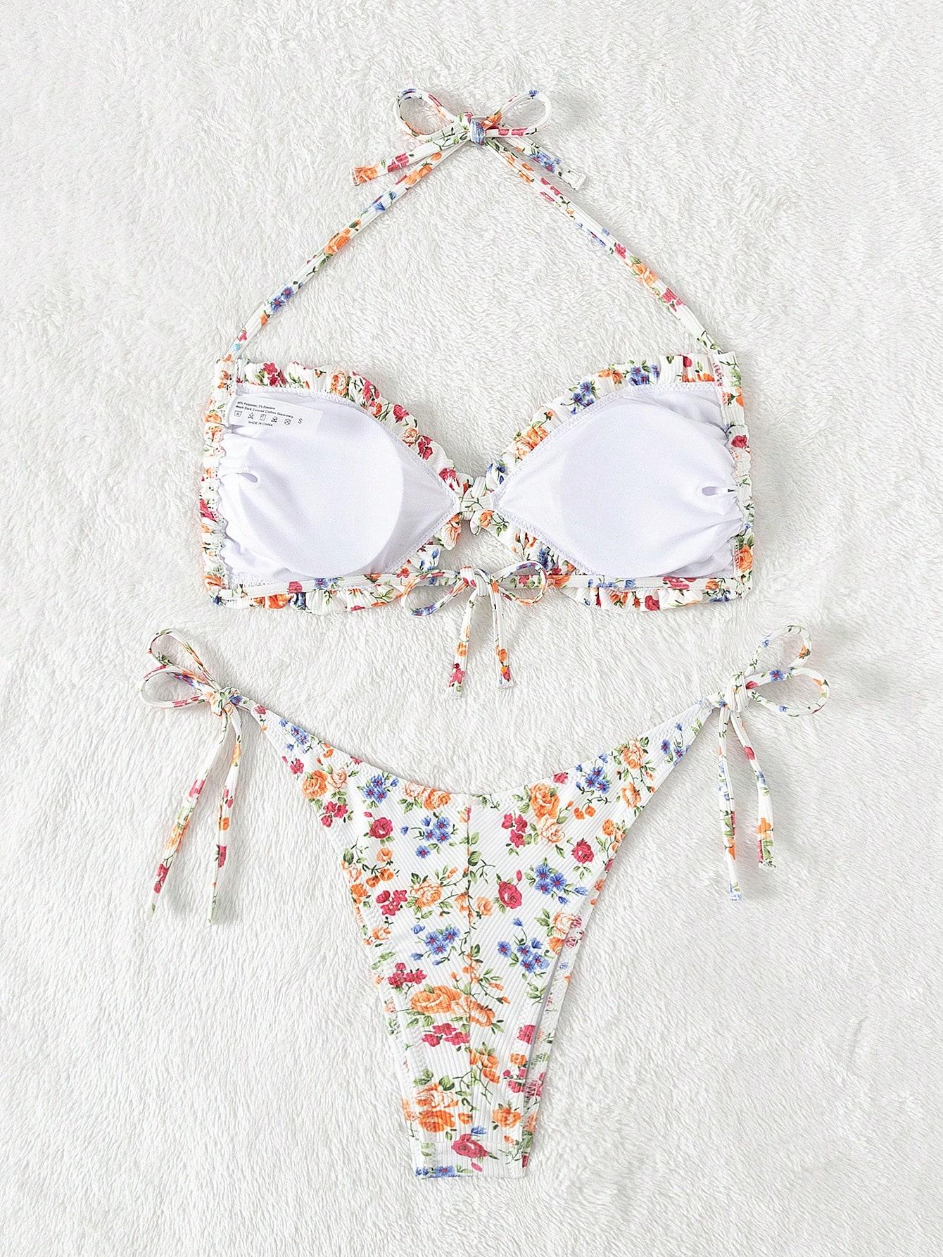 komplet bikini wzór kwiaty