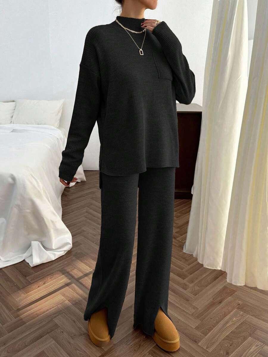 czarny sweter kieszeń