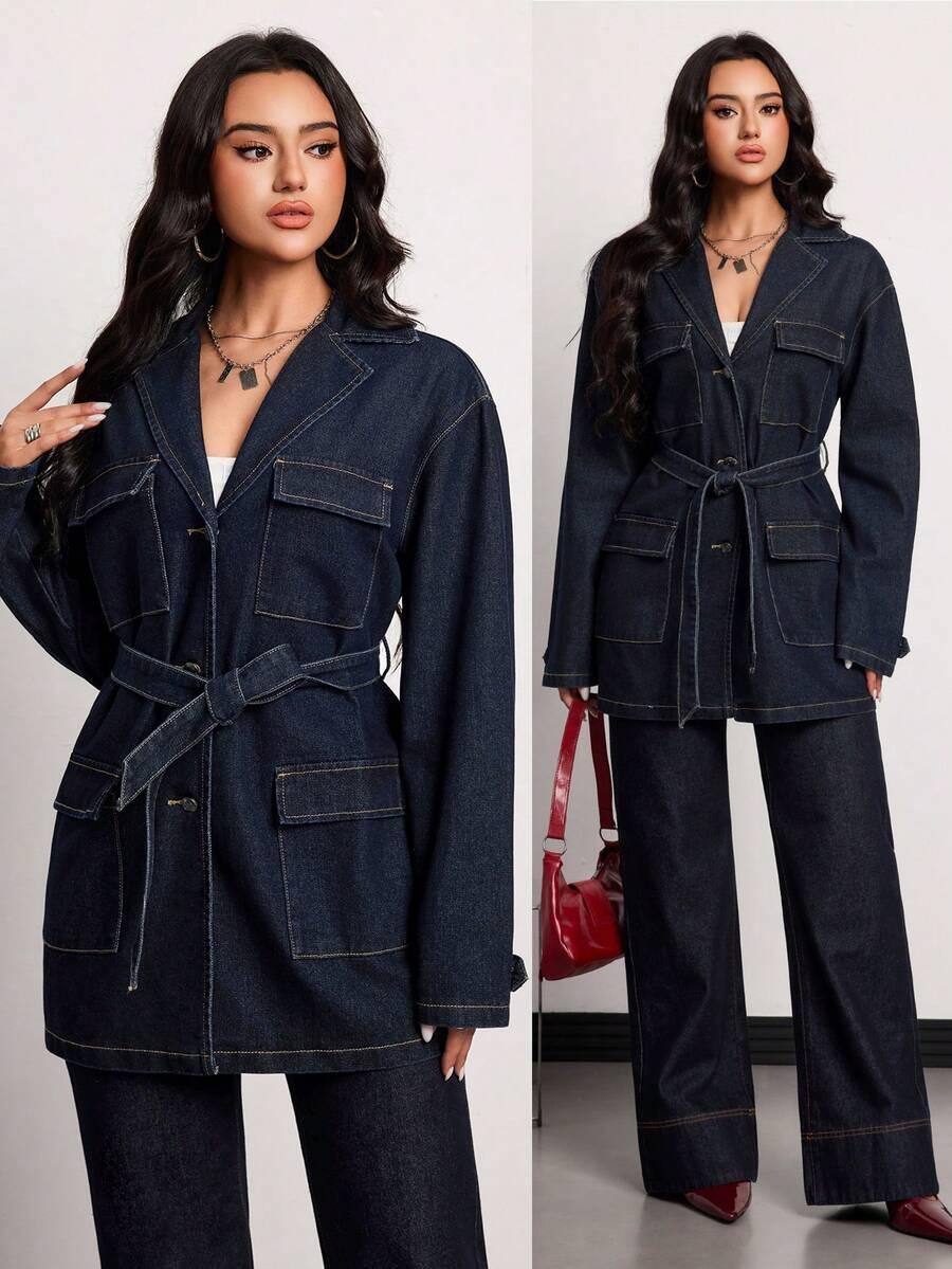 GRANATOWA KURTKA JEANS