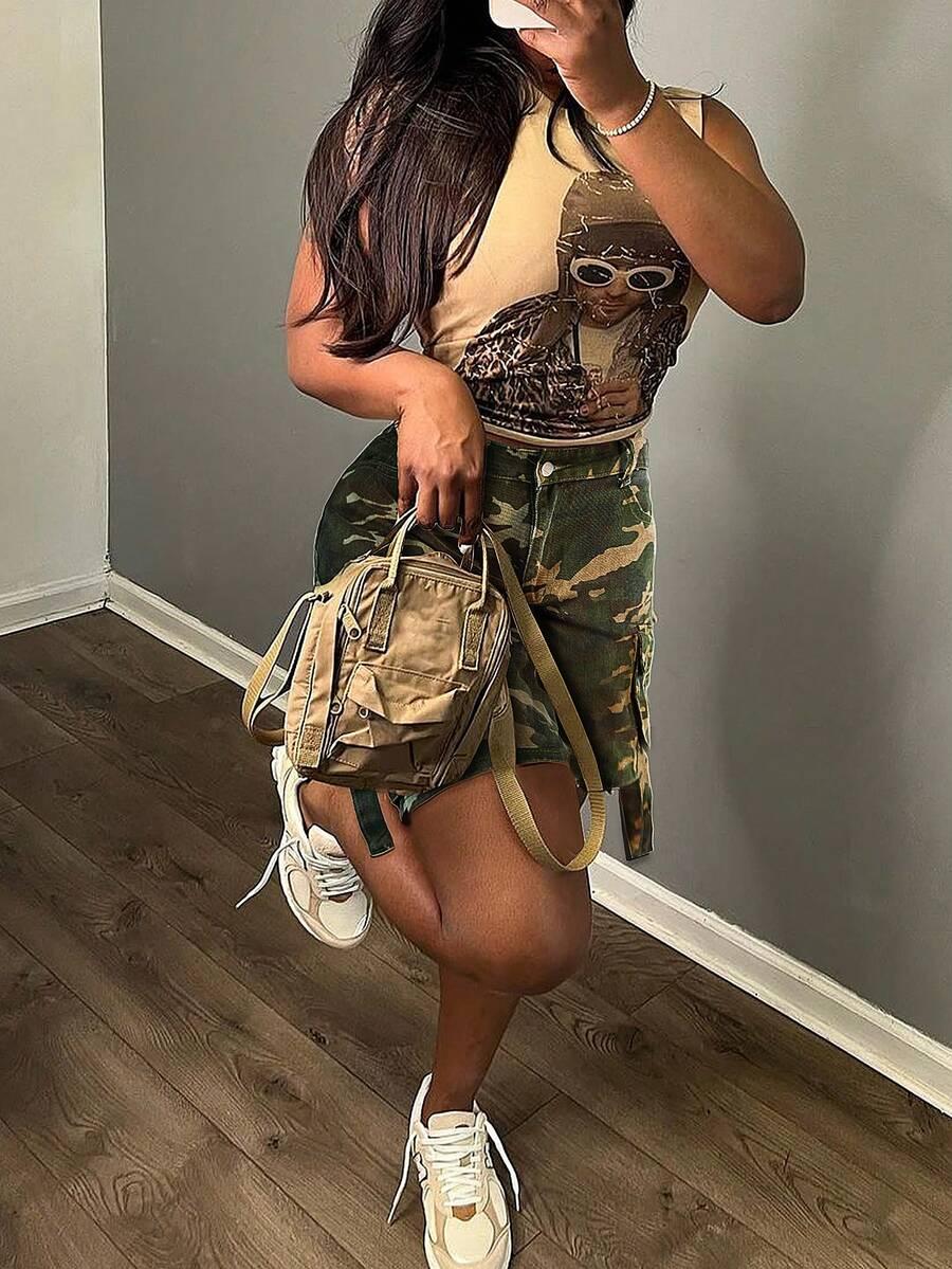 spodenki jeans print 